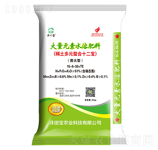 膨大型大量元素水溶肥料15-6-30+TE-豐領(lǐng)冠-灃田寶農(nóng)業(yè)
