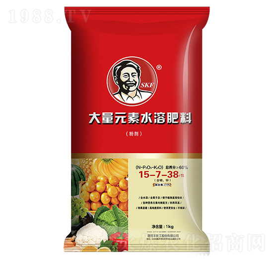 1kg大量元素水溶肥料15-7-38+TE-施可豐