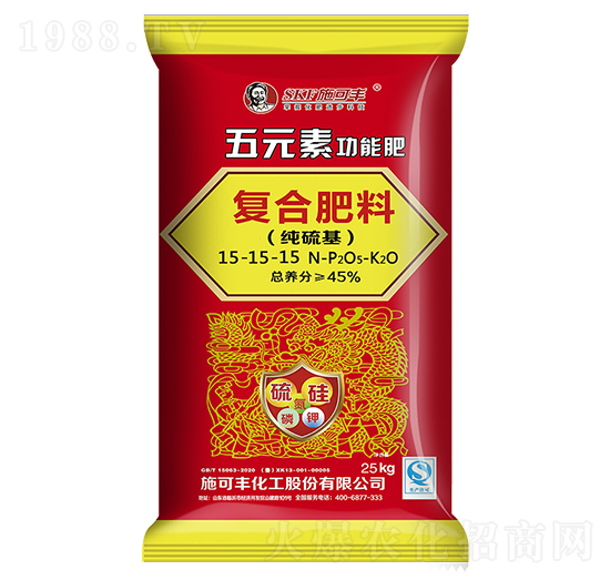 25kg五元素功能復(fù)合肥料15-15-15-施可豐